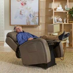 GOLDEN TECHNOLOGIES EZ Sleeper with Twilight Lift Recliner PR761-MLA in brown with a man reclining comfortably