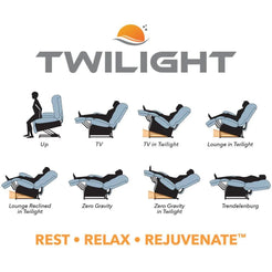 GOLDEN TECHNOLOGIES EZ Sleeper with Twilight Lift Recliner PR761-MLA in various reclining positions