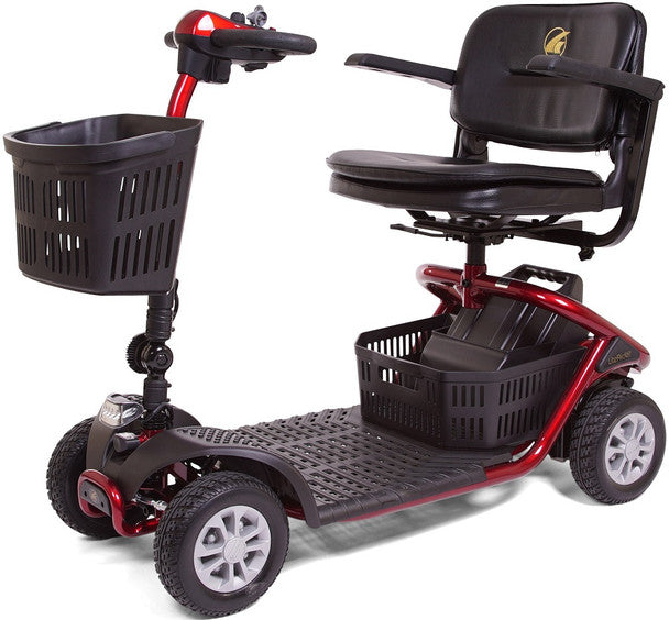 GOLDEN TECHNOLOGIES LiteRider 4 Wheel Mobility Scooter in red with front basket