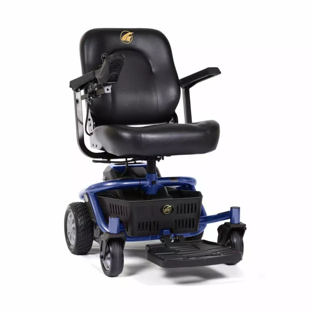 GOLDEN TECHNOLOGIES LiteRider Envy Power Wheelchair in Blue with Comfortable Seating