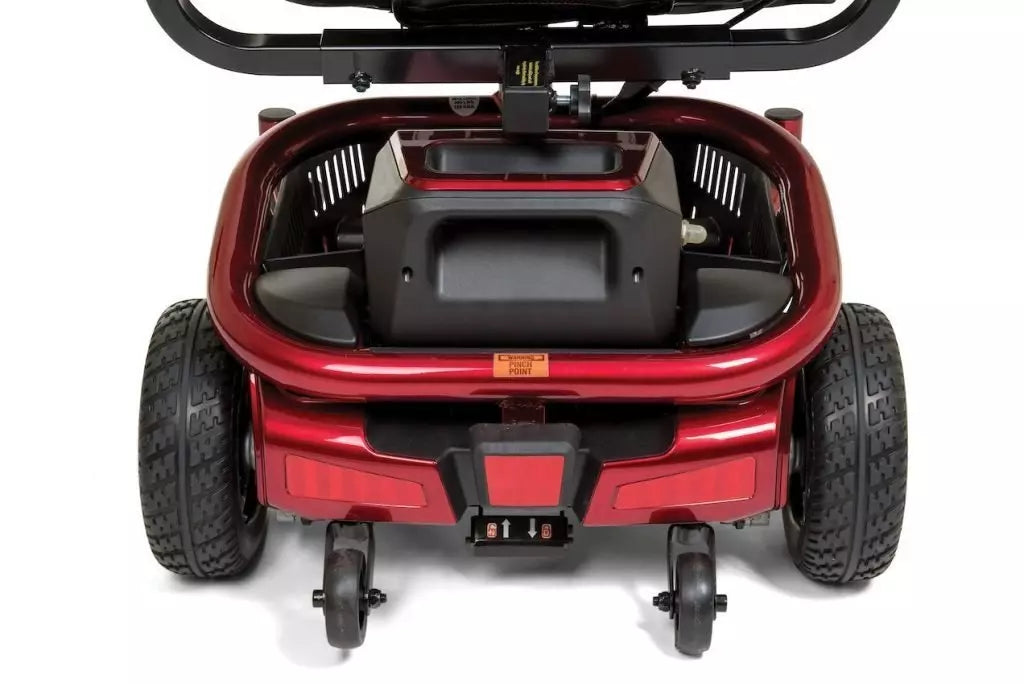 GOLDEN TECHNOLOGIES LiteRider Envy red scooter rear view with storage compartment