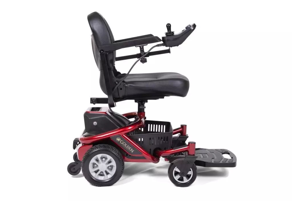 GOLDEN TECHNOLOGIES LiteRider Envy red power wheelchair side view