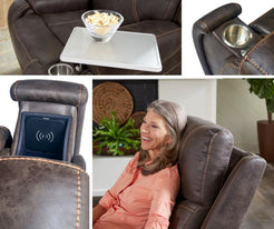 GOLDEN TECHNOLOGIES Titan Medium Lift Recliners PR448-MED in Brown with Side Table and Storage