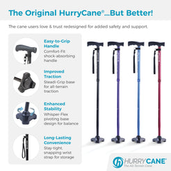 Drive Medical HurryCane Freedom Edition Folding Cane in multiple colors with ergonomic design