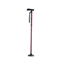 Drive Medical HurryCane Freedom Edition Folding Cane in red with a flexible base for easy mobility