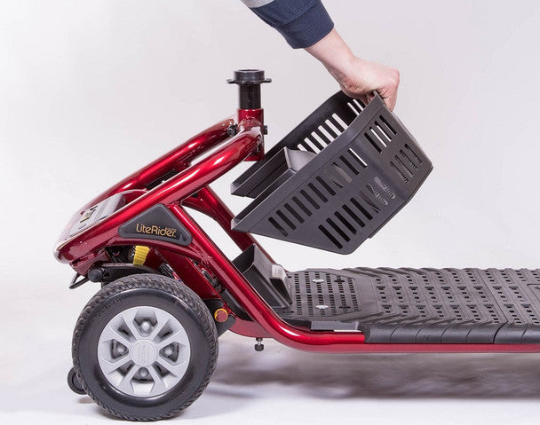 LiteRider 3 Wheel Mobility Scooter with removable storage basket for convenience and ease of use