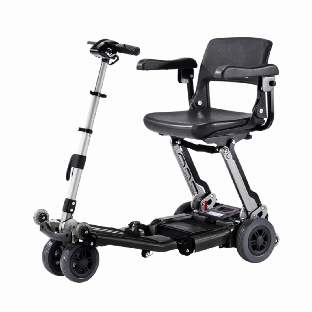 Luggie Elite Foldable Mobility Scooter with a compact design and comfortable seat for easy transport