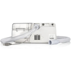 React Health Luna G3 BPAP 25A sleep therapy machine showing side view with attached tubing and power connector