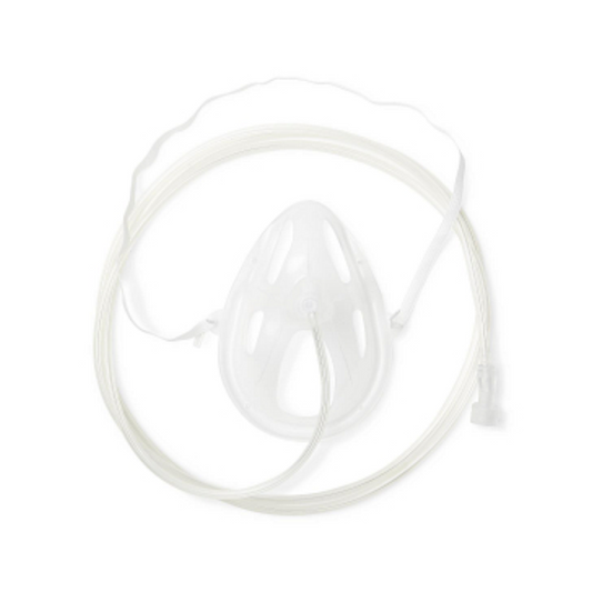 Medline disposable clear oxygen mask with tubing and head strap for patient oxygen therapy Oxy2Mask Oxygen Masks OP70258ML