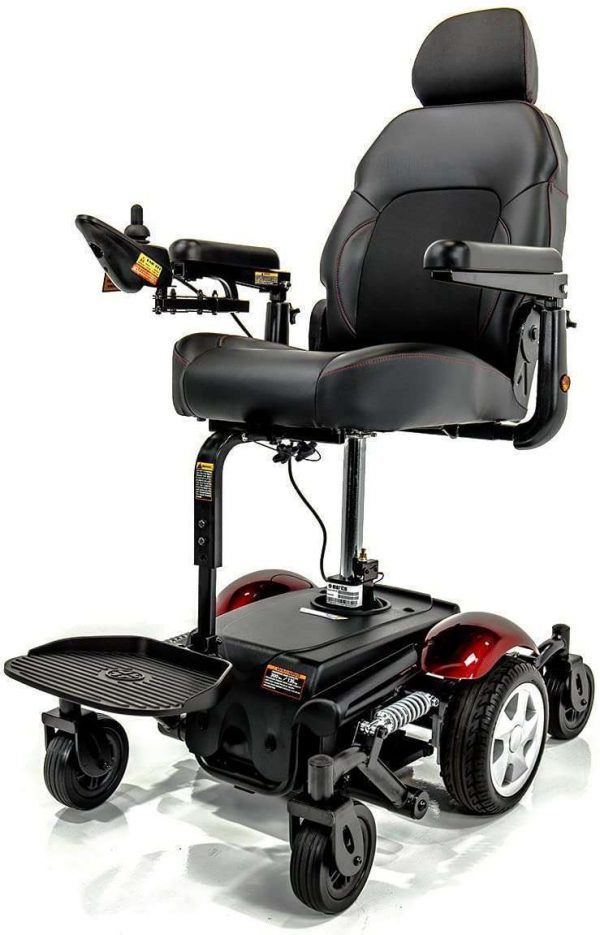 Merits Vision Sport Power Chairs black leather seat with adjustable armrests and joystick controller