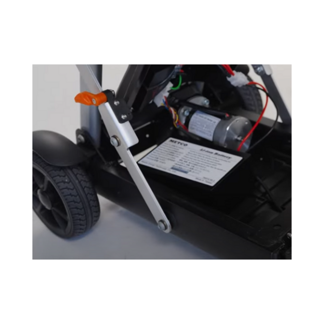 6.6Ah Lithium Battery For Feather Scooter 27X installed in scooter chassis near rear wheel