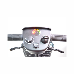 Control panel of the Journey Adventure 4 Wheel Mobility Scooter with battery indicator and speed settings