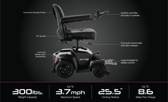 Pride Mobility Go Chair MED compact power wheelchair with intuitive controller and five-point swivel seat