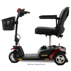 Pride Mobility Go Go Elite Traveller 3-Wheel Mobility Scooter with black seat and front basket