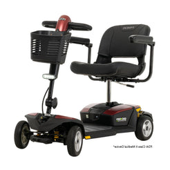 Pride Go Go Endurance Li 4 Wheel Travel Scooter with black seat and front basket