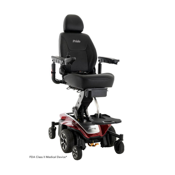 Pride Jazzy Air 2 Elevating Power Chair with black cushioned seat and adjustable armrests by Pride Mobility