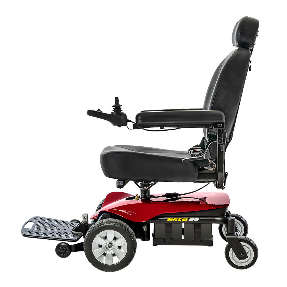 Pride Jazzy Elite ES Compact Power Chair in red with black cushioned seat and joystick control