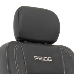 Black seat headrest with Pride logo for Pride Jazzy EVO 613 mobility scooter