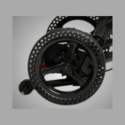 Pride Mobility Jazzy Ultra Light Carbon Fiber Foldable Power Chair close-up of wheel