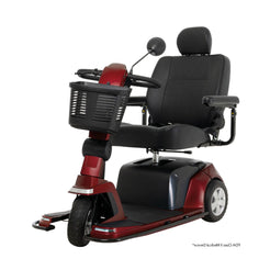 Pride Mobility Maxima 3 Wheel electric scooter in red with black seat and front basket