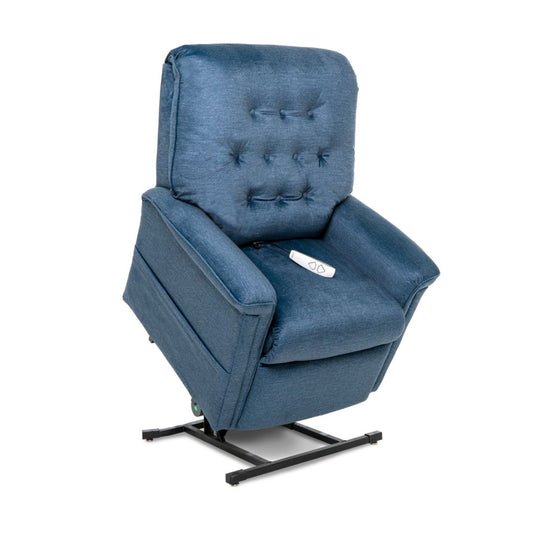 Pride Mobility Heritage Collection LC358M blue lift recliner chair with wired remote control