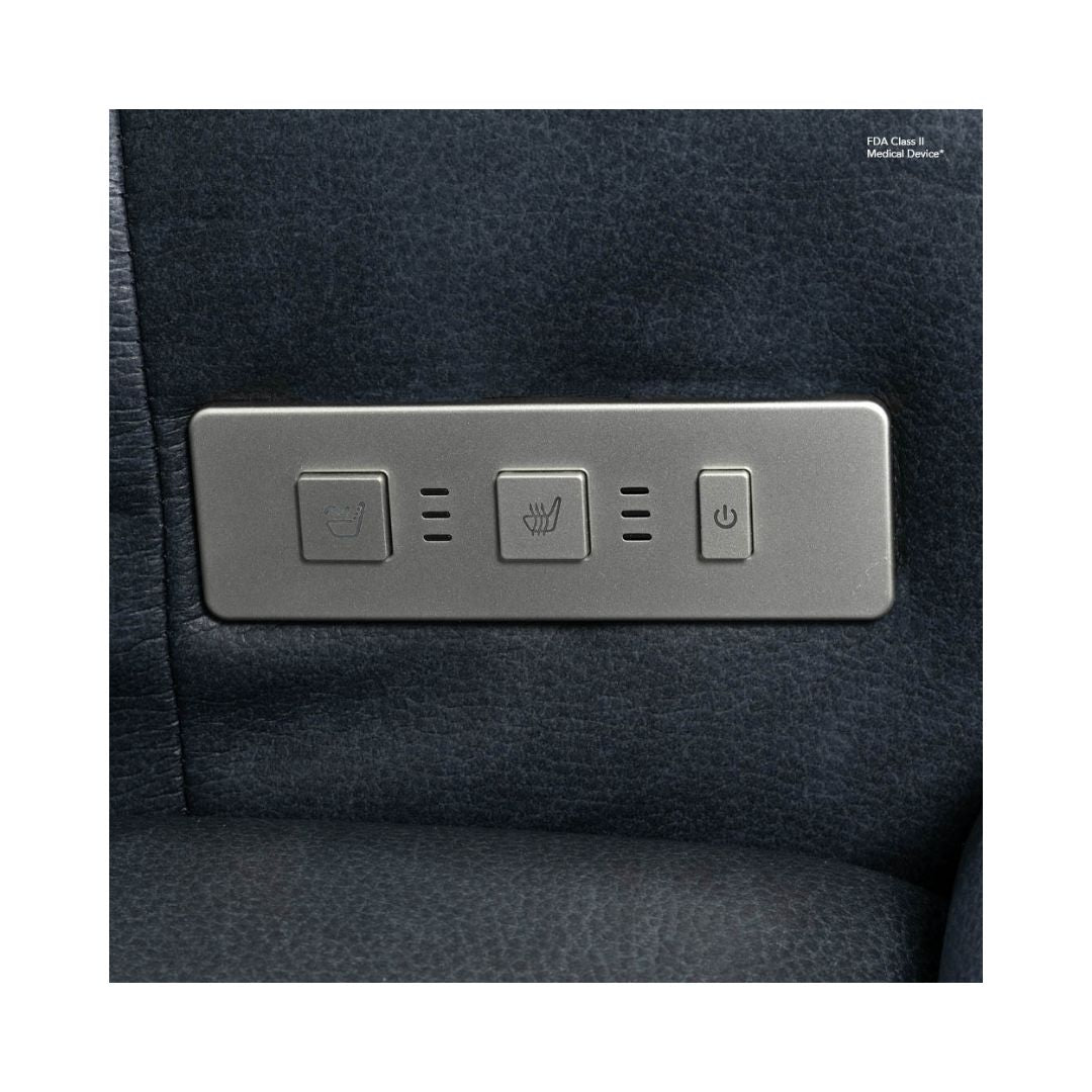 Control panel with buttons on Pride Mobility VivaLift Ultra PLR4955M chair for lift and heating features