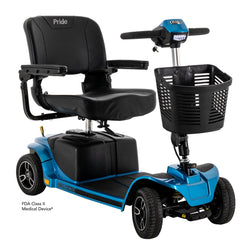 Pride Mobility Revo 2.0 3 Wheel Mobility Scooter with comfortable seat and storage basket