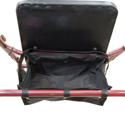 ProBasics Steel Rollator 6 red frame with black underseat storage bag and padded backrest seat