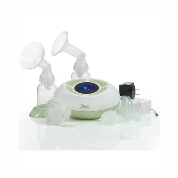 Drive Medical Pure Expressions Dual Channel Electric Breast Pump RTLBP0200 with accessories and bottles