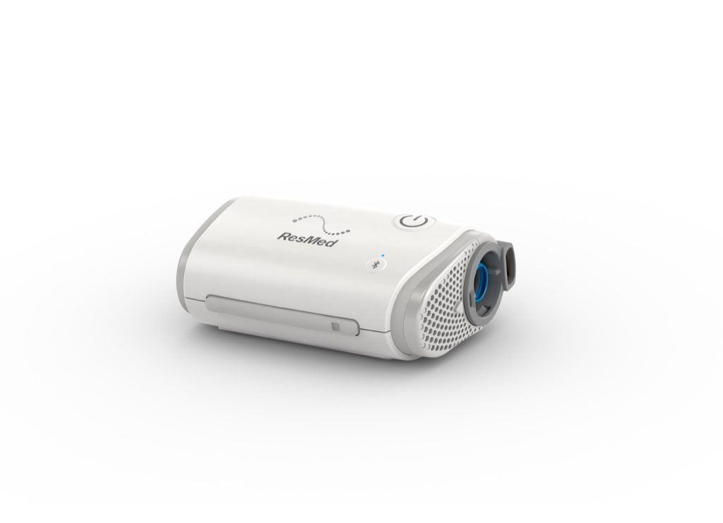 Resmed AirMini AutoSet Portable CPAP machine in white for sleep apnea therapy