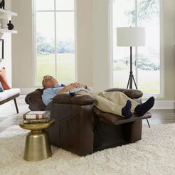 Golden Technologies Rhea Power Lift Recliner PR442 in brown, reclined position for comfortable relaxation