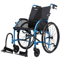 STRONGBACK 24AB Transport Wheelchair 1007AB lightweight blue frame with black seat and footrests
