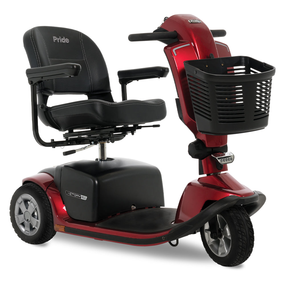 Pride Mobility Victory 10.2 3 Wheel Mobility Scooter with Comfortable Seat and Storage Basket