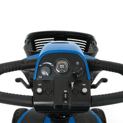 Pride Mobility Victory 10.2 3 Wheel scooter dashboard view with control panel and speedometer