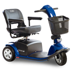 Pride Mobility Victory 10 3 wheel Mobility Scooter with comfortable seat and storage basket