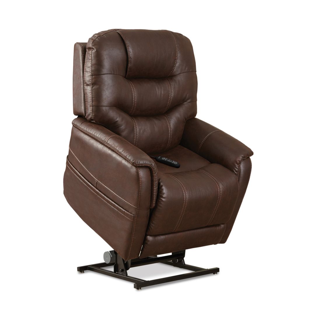 Pride Mobility VivaLift Elegance 2 PLR975M brown leather power lift recliner chair with remote