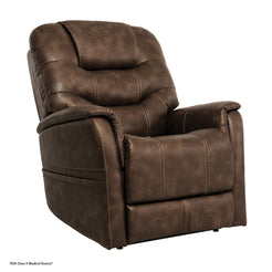 Pride Mobility VivaLift Elegance 2 PLR975M brown recliner chair with padded armrests and cushioned back