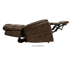 Pride Mobility VivaLift Elegance 2 PLR975M brown recliner chair with extended footrest in reclined position