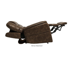 Pride Mobility VivaLift Elegance 2 PLR975M brown leather recliner chair in full recline position