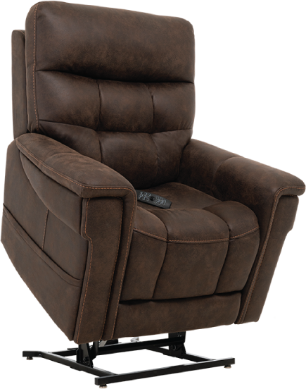 Pride Mobility VivaLift Radiance PLR3955S brown leather lift recliner chair with remote control