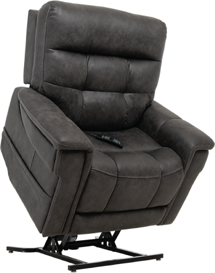 Pride Mobility VivaLift Radiance PLR3955S dark gray lift recliner chair with remote control and plush cushioning