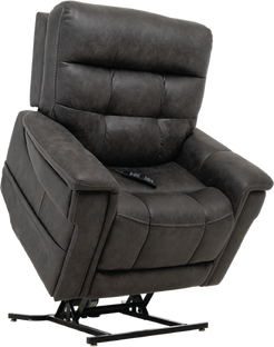 Pride Mobility VivaLift Radiance PLR3955S dark gray lift recliner chair with remote control and plush cushioning