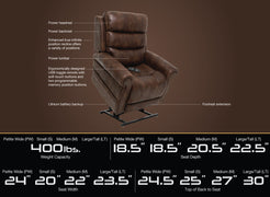 Pride Mobility VivaLift Tranquil 2 PLR935S brown power lift recliner chair with adjustable headrest and footrest