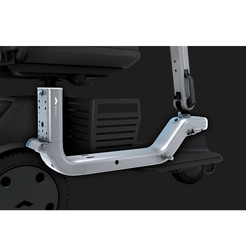 WHILL Model R Urban 4 Wheel Mobility Scooter silver undercarriage view