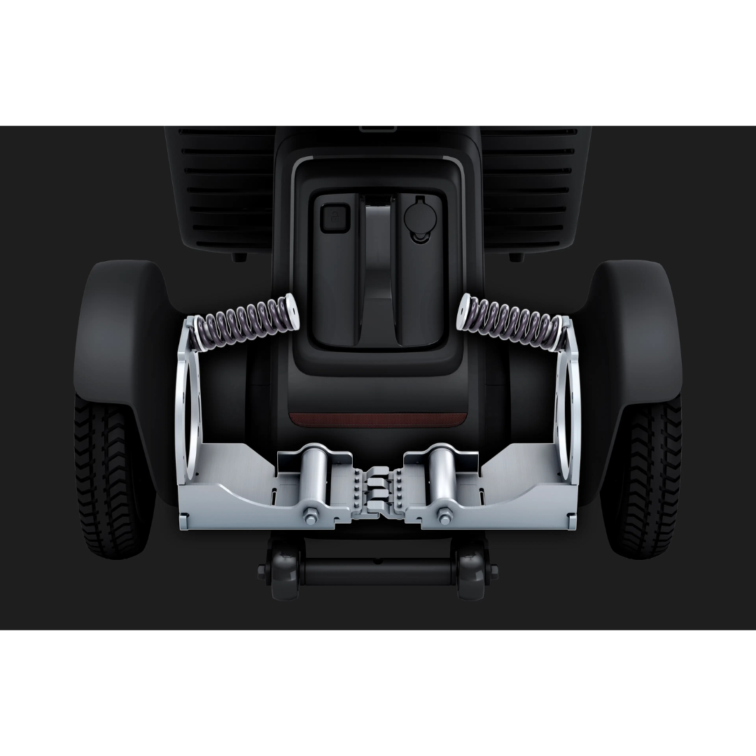 WHILL Model R Urban 4 Wheel Mobility Scooter rear view with advanced suspension system