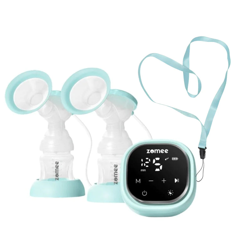 Zomee Z2 Double Electric Breast Pump with two breast shields and user-friendly control unit