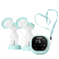Zomee Z2 Double Electric Breast Pump with two breast shields and user-friendly control unit