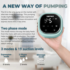 Z2 Double Electric Breast Pump by Zomee with two-phase mode and adjustable suction levels