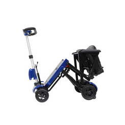 Drive Medical ZooMe Auto Flex 4 Wheel Folding Travel Mobility Scooter in blue, compact and easy to use