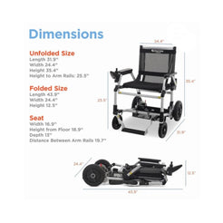 Journey Health & Lifestyle Zoomer Electric Power Mobility Folding Chair dimensions and specifications